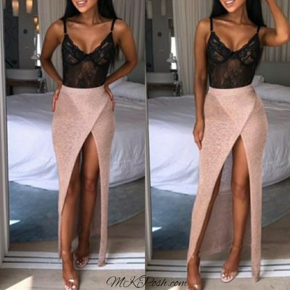 Rose Gold Metallic Wrap Maxi Skirt - Picture 2 of 6